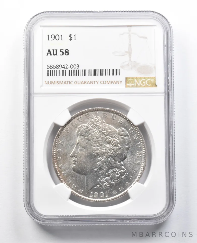 AU58 1901 Morgan Silver Dollar NGC a3769
