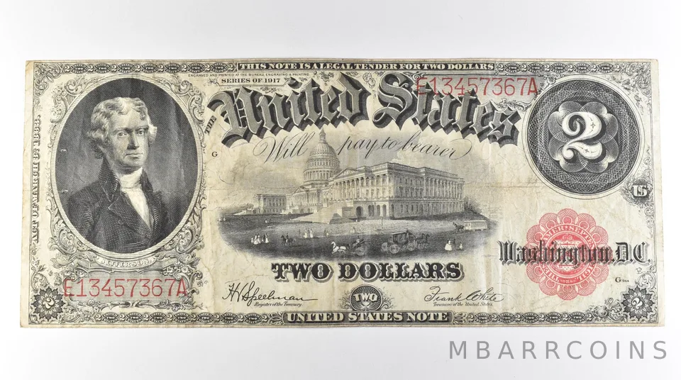 1917 $2 Legal Tender Large Note Red Seal *3073