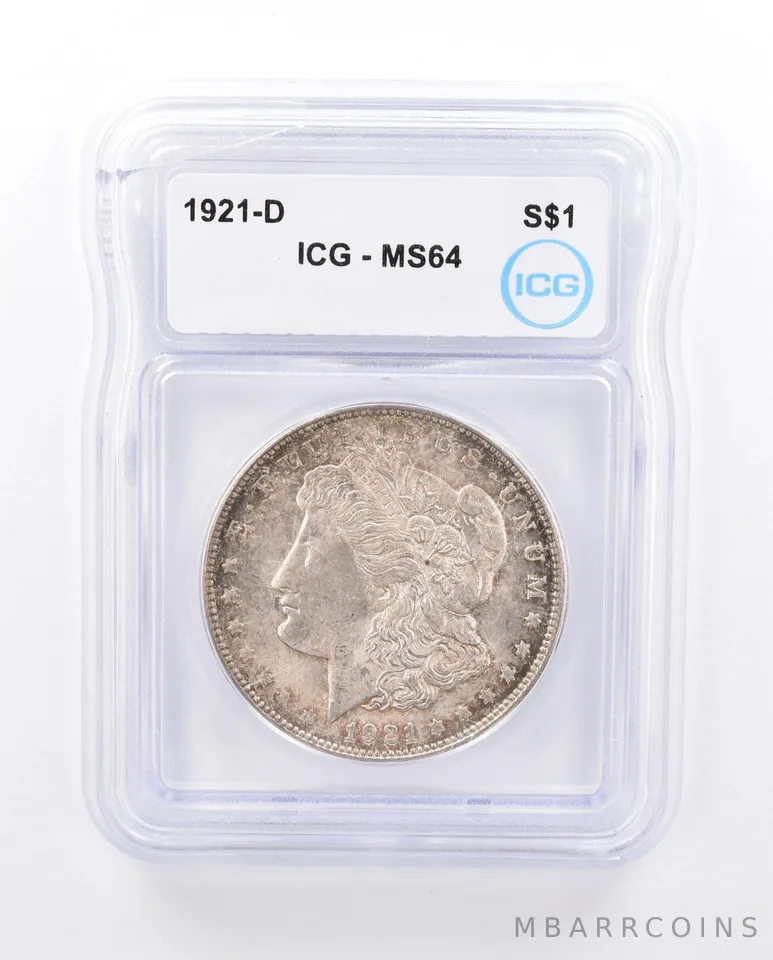 1921-D Morgan Silver Dollar MS64 ICG Peripheral Tone *4577