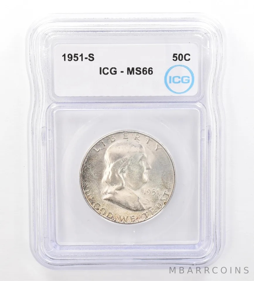 1951-S Franklin Half Dollar MS66 ICG Nice Tone *7327