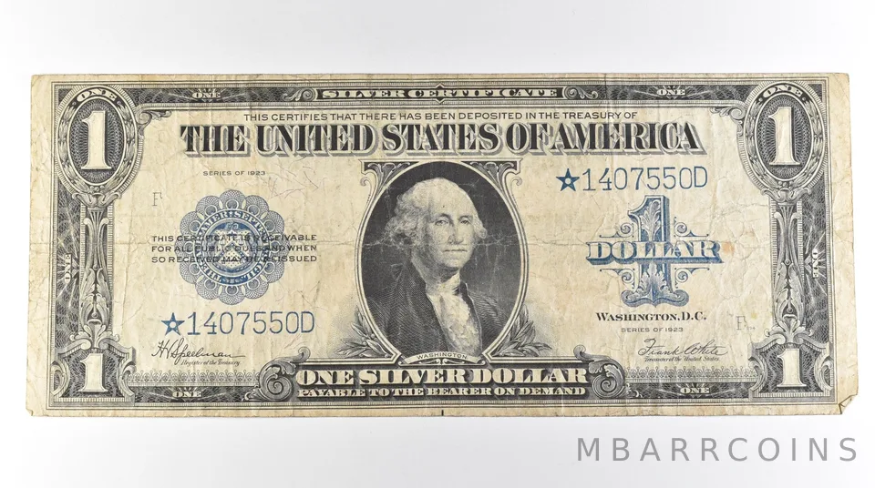 1923 $1 Silver Certificate Star Note Large Note Blue Seal *3062