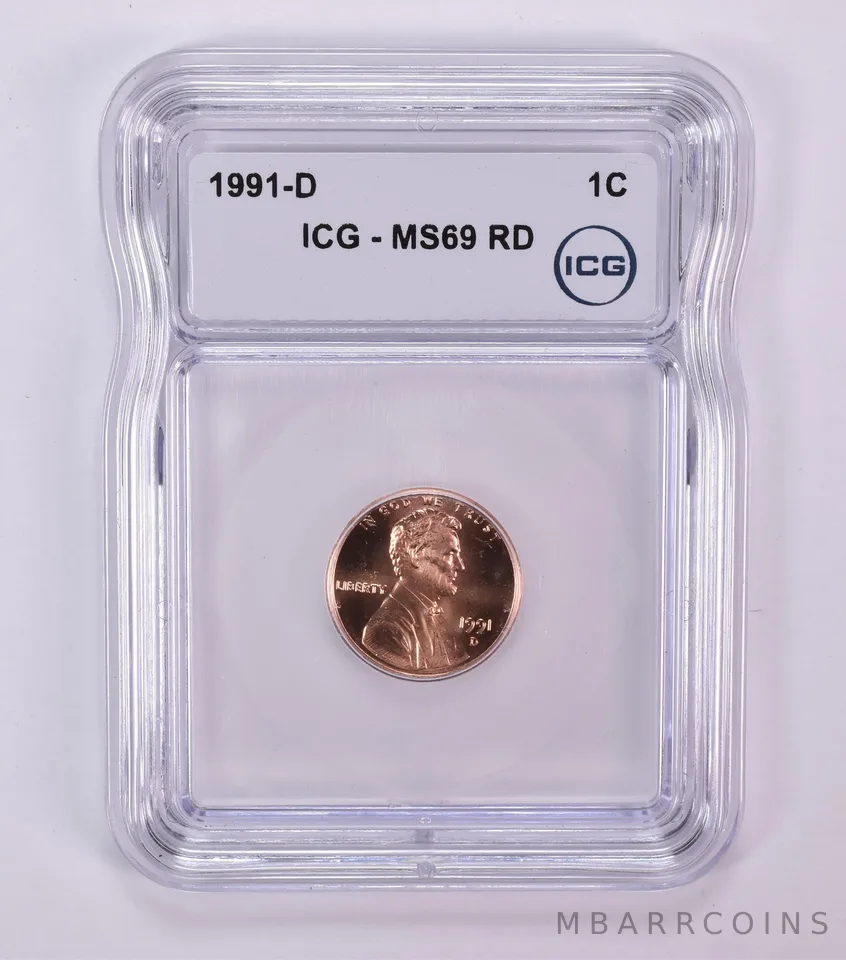 1991-D Lincoln Memorial Cent MS69 RD ICG