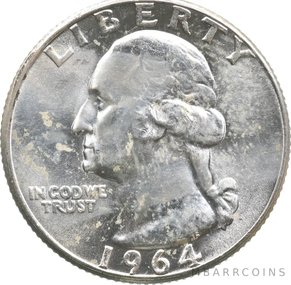 1964 Washington Quarter End of Roll Toning *3941