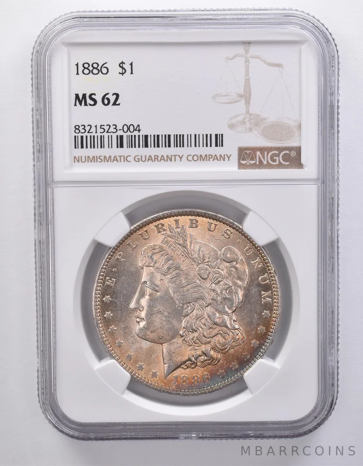 1886 Morgan Silver Dollar MS62 NGC Beautiful Tone *7173