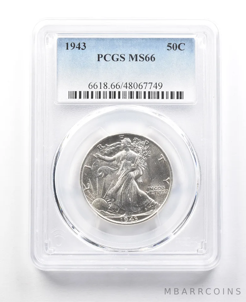 1943 Walking Liberty Half Dollar MS66 PCGS *3034