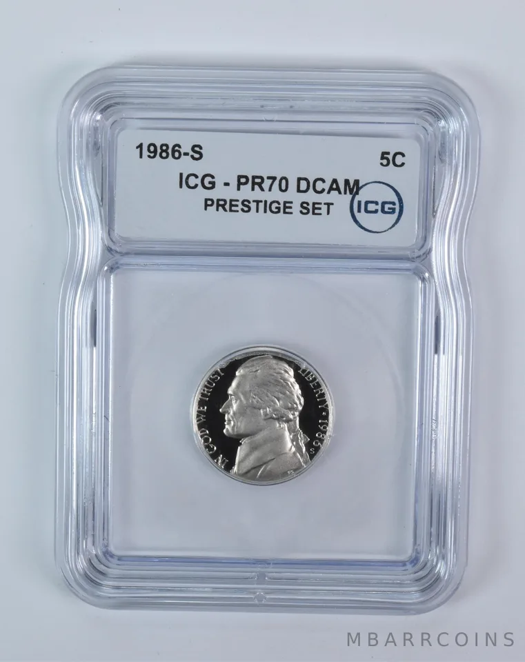1986-S Jefferson Nickel Prestige Set PR70 DCAM ICG