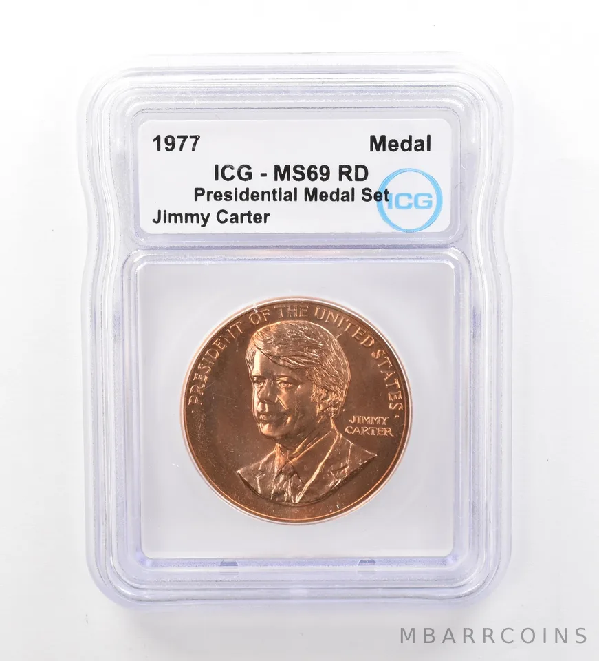(1977) Presidential Medal Set Jimmy Carter MS69 RD ICG Beautiful Tone *2003