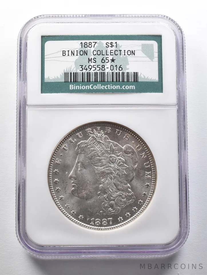 MS65* STAR 1887 Morgan Silver Dollar Binion Collection NGC *5786