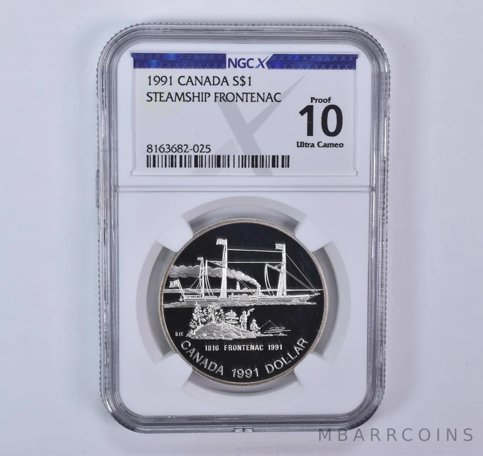 1991 Canada 1 Dollar Silver Steamship Frontenac Proof 10 UCAM NGC X NGCX