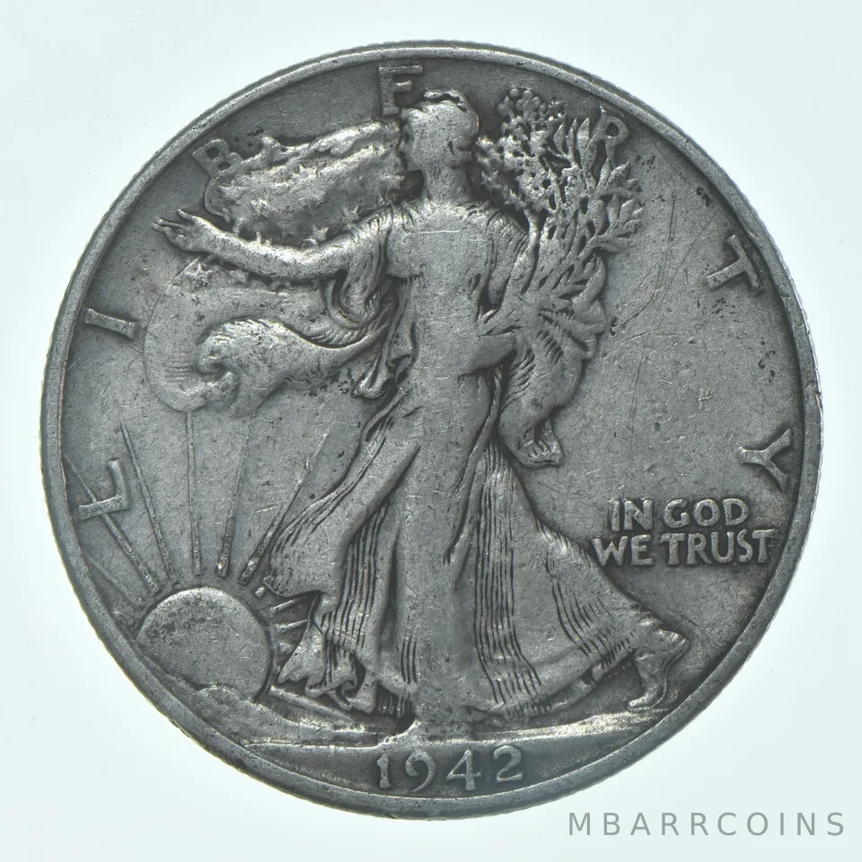 1942-D Walking Liberty Half Dollar CIRC VG+ 90% Silver