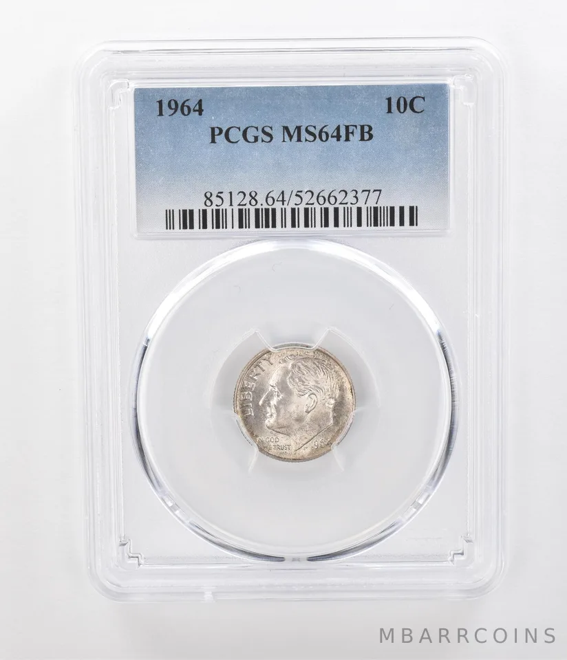 1964 Roosevelt Dime MS64 FB PCGS Beautiful Tone *1054