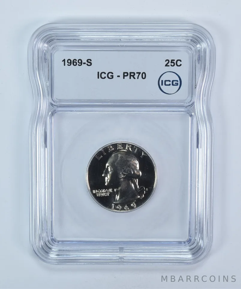 1969-S Washington Quarter PR70 ICG