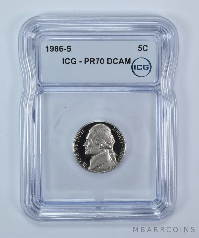 1986-S Jefferson Nickel PR70 DCAM ICG