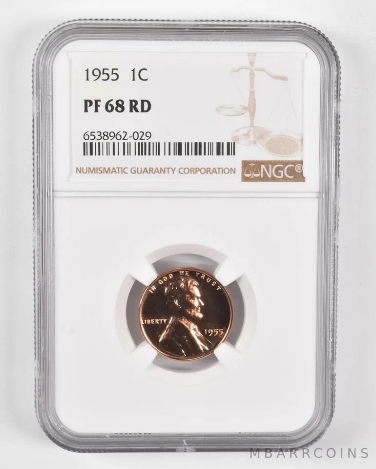 1955 Lincoln Wheat Cent PF68 RD NGC Brown Lbl