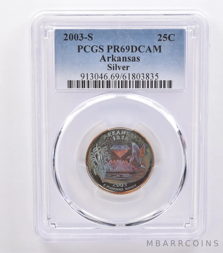2003-S Washington State Quarter Arkansas Silver PR69 DCAM PCGS Nice Tone *8785