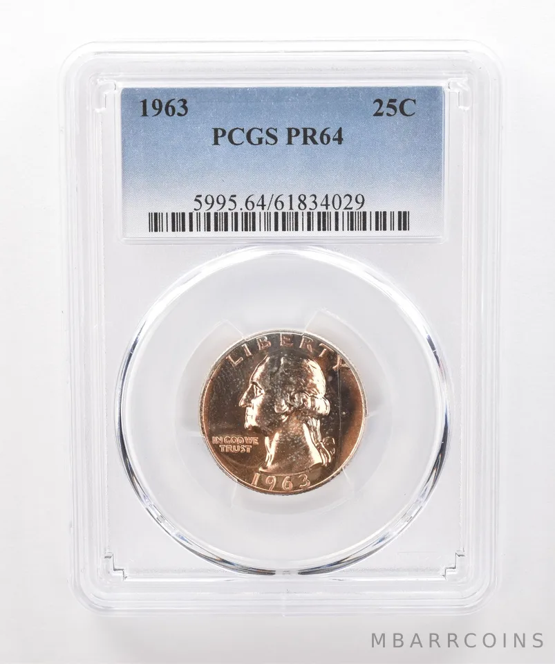1963 Washington Quarter PR64 PCGS Beautiful Tone *1895