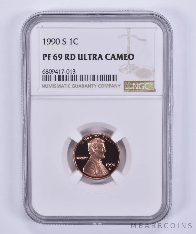 1990-S Lincoln Memorial Cent PF69 RD UCAM NGC Brown Label