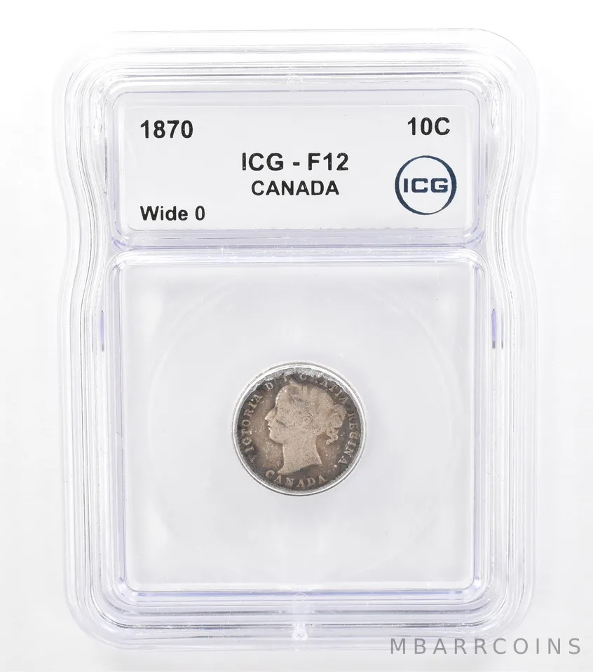 1870 Canada 10 Cents Wide 0 F12 ICG Beautiful Tone *5741