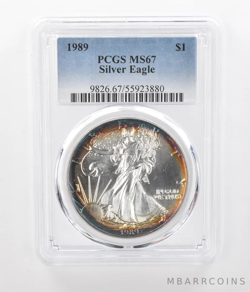 1989 American Silver Eagle MS67 PCGS Peripheral Tone *1261