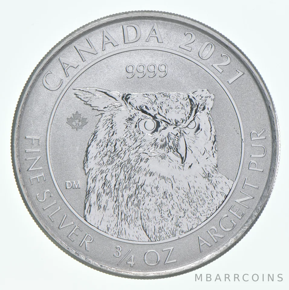 2021 Canada 2 Dollars Silver Owl 3/4 Oz 0.75 Oz Silver