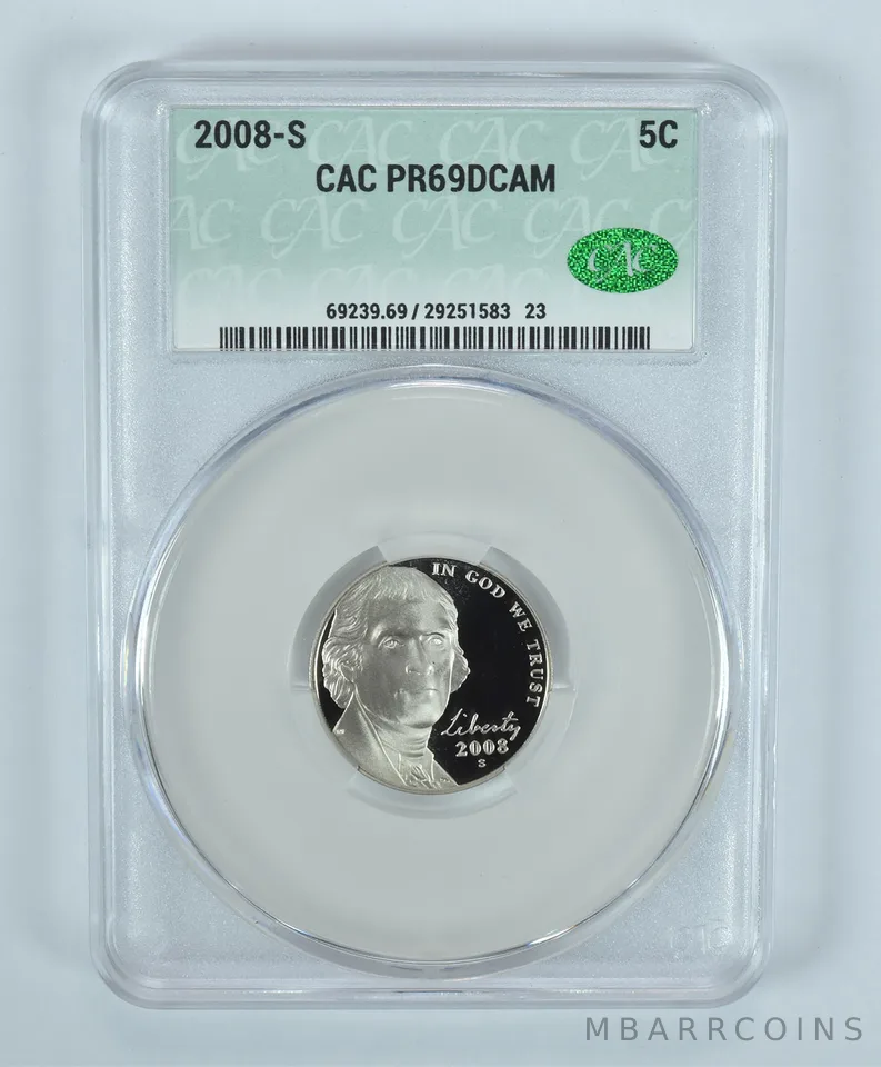 2008-S Jefferson Nickel PR69 DCAM CAC CACg
