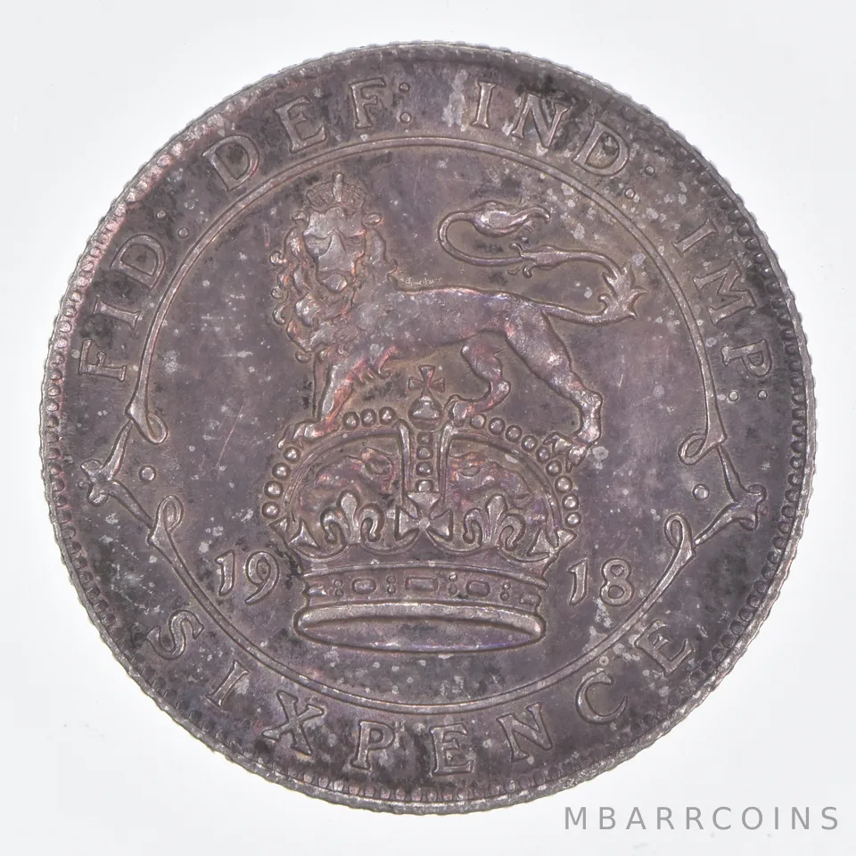 Better Date - 1918 Great Britain 6 Pence World Coin- Silver *992