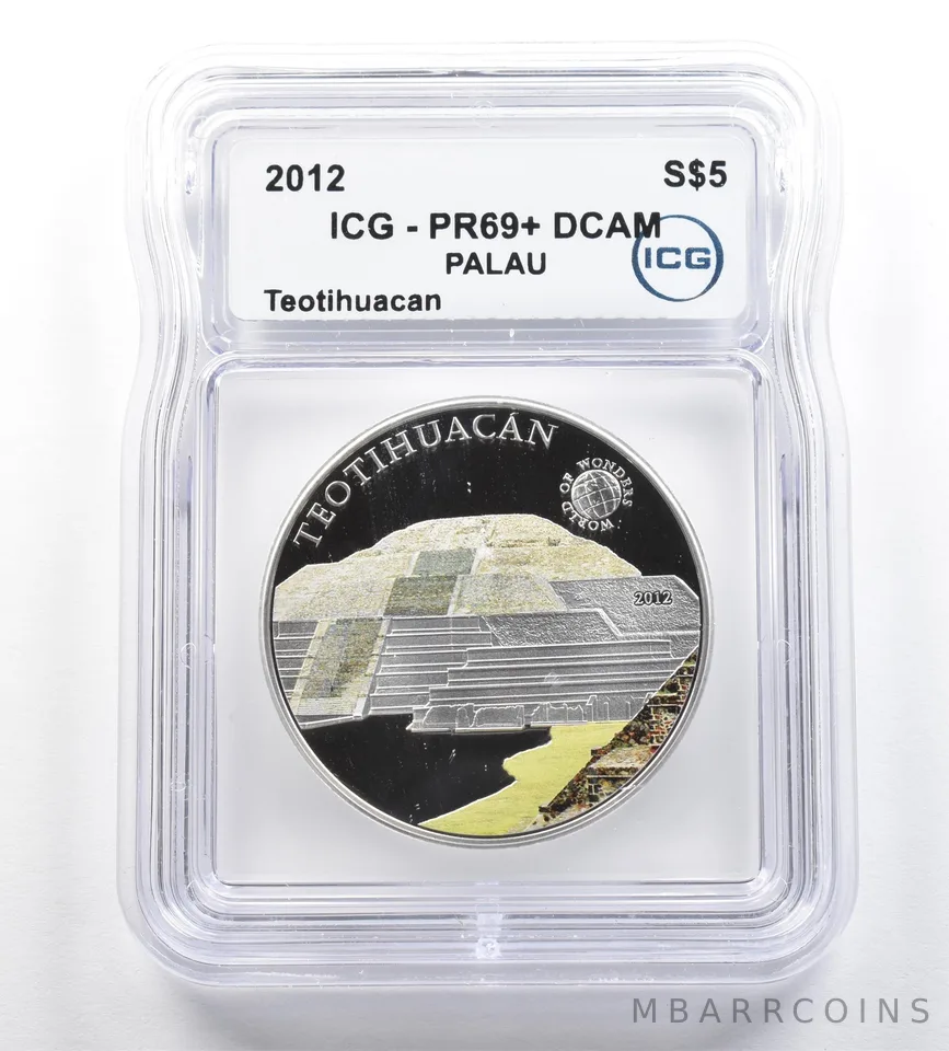 2012 Palau 5 Dollars Silver Teotihuacan PR69+ DCAM ICG *5299