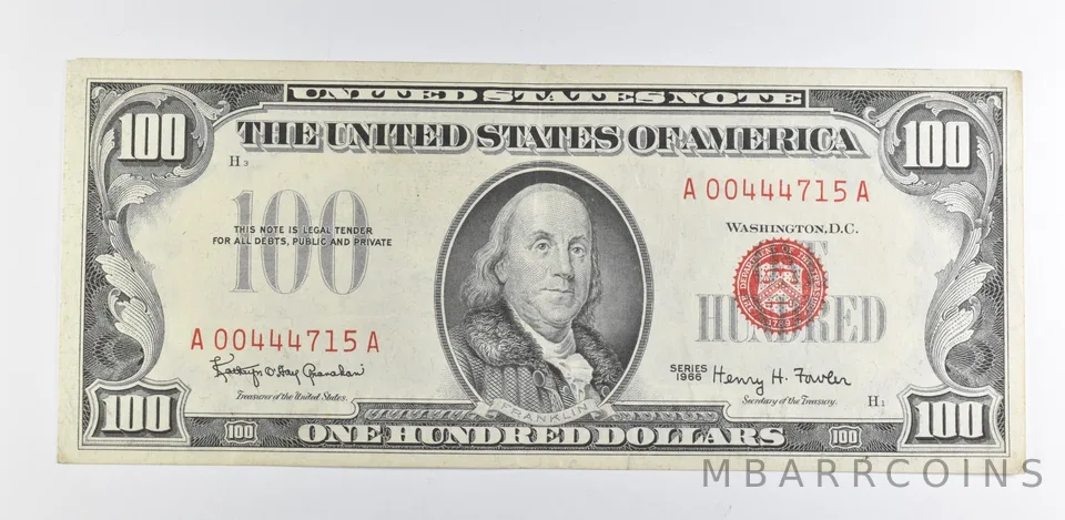 1966 $100 US Legal Tender Note Red Seal *9882
