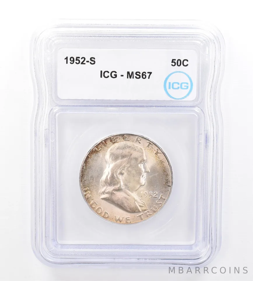 1952-S Franklin Half Dollar MS67 ICG Beautiful Tone *1673