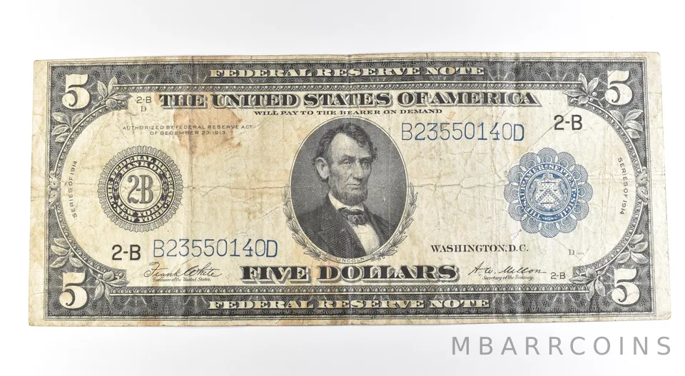 1914 $5 New York NY FRN Large Note Blue Seal *2719