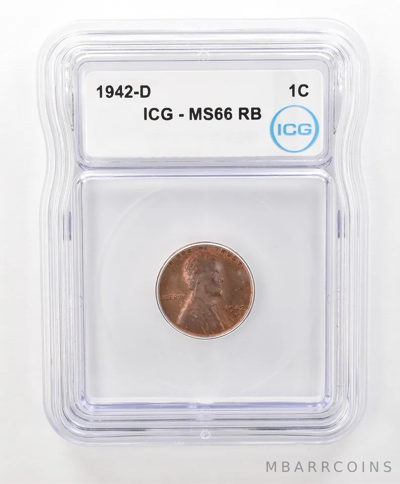 1942-D Lincoln Wheat Cent MS66 RB ICG Beautiful Tone a6659