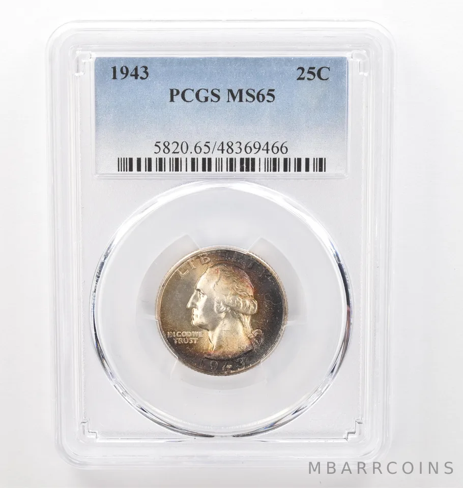 1943 Washington Quarter MS65 PCGS Beautiful Tone *2470