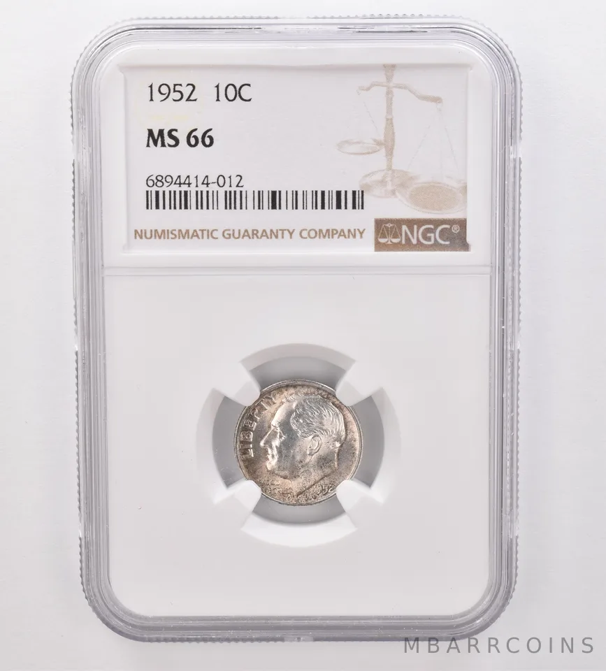 1952 Roosevelt Dime MS66 NGC Beautiful Tone *9907