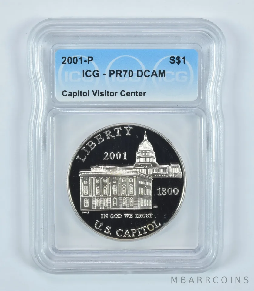 2001-P Capitol Visitor Center Commemorative Silver Dollar PR70 DCAM ICG