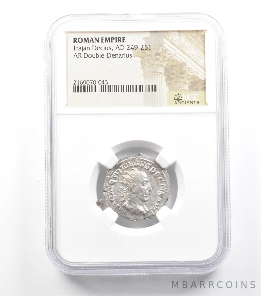 AD 249-251 Roman Empire Trajan Decius AR Double-Denarius NGC *5918