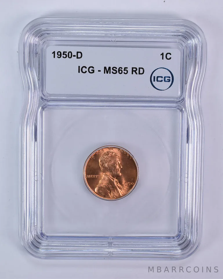 1950-D Lincoln Wheat Cent MS65 RD ICG
