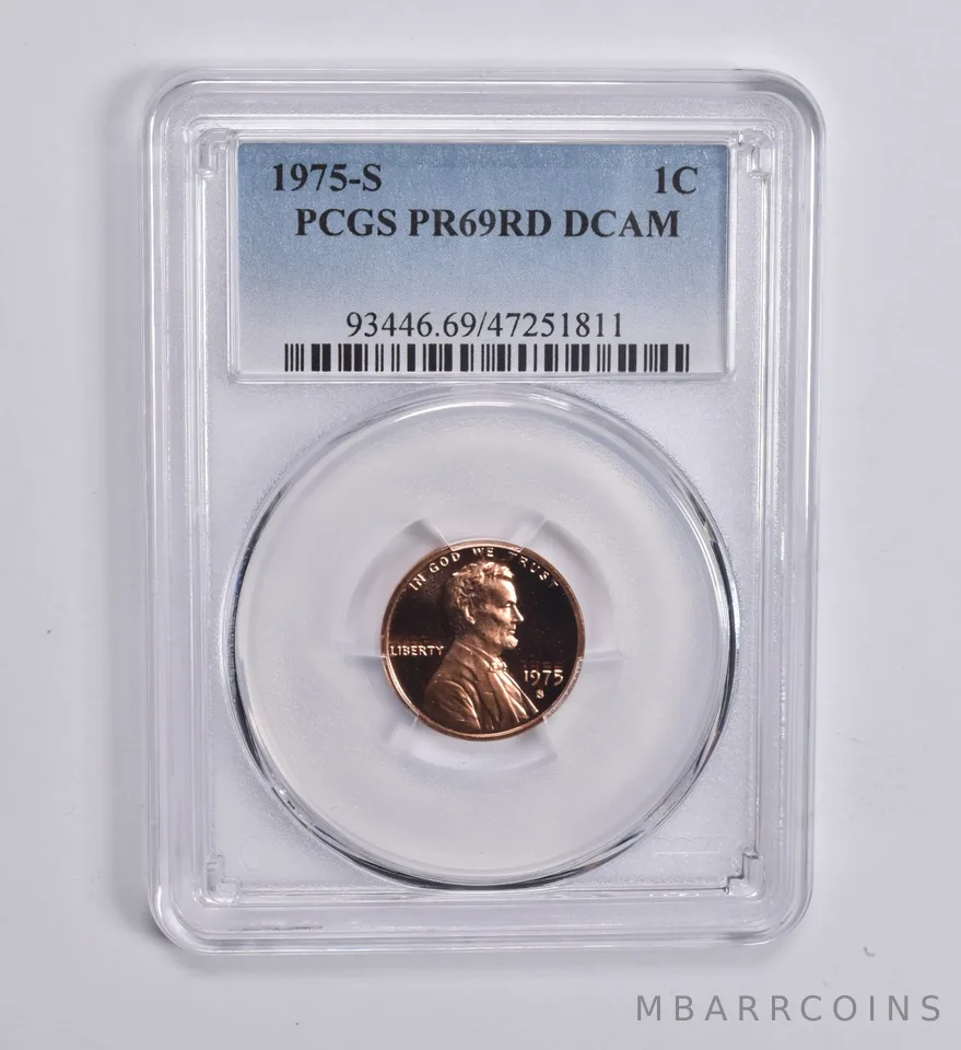 1975-S Lincoln Memorial Cent PR69 RD DCAM PCGS Blue Label