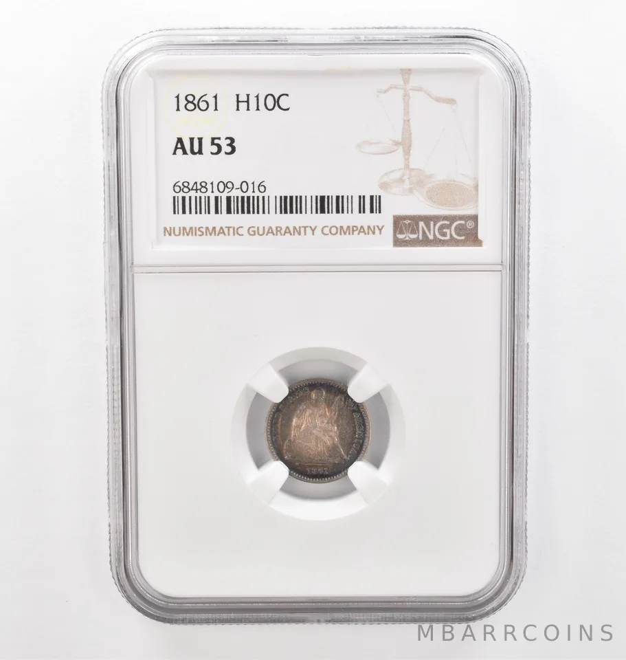 1861 Seated Liberty Half Dime AU53 NGC Beautiful Tone *2187