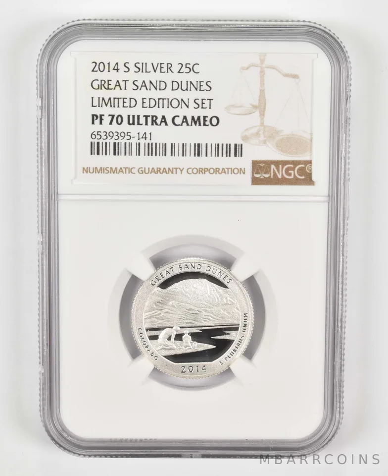 2014-S PF70 Great Sand Dune Silver Quarter US Mint Limited Edition Set NGC