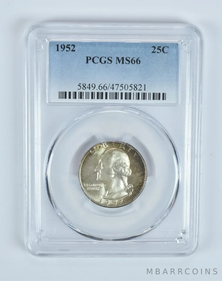 MS66 1952 Washington Quarter PCGS Beautifully Toned a7526