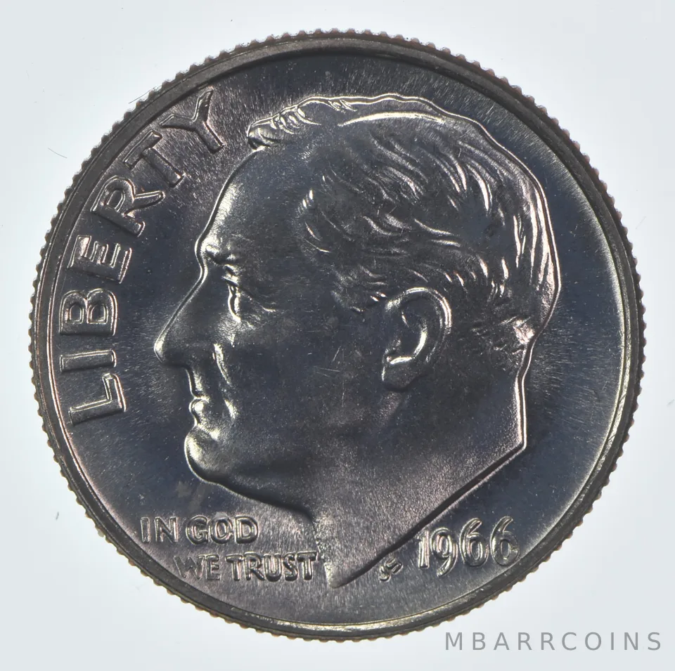 1966 Roosevelt Dime SMS Finish