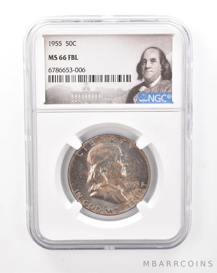 1955 Franklin Half Dollar MS66 FBL NGC Beautiful Tone *7496