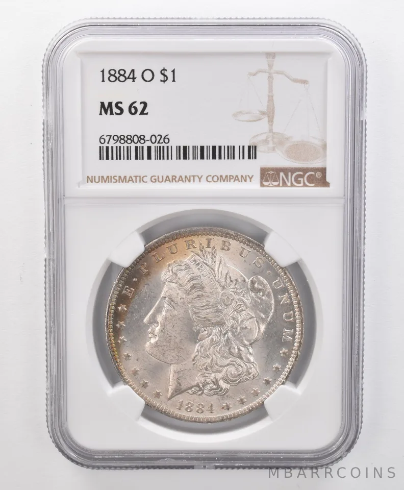 MS62 1884-O Morgan Silver Dollar NGC Beautifully Toned *0791