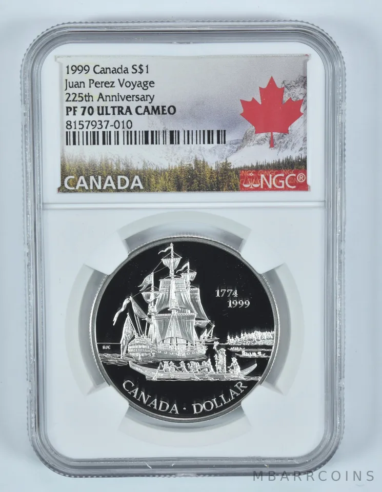 1999 Canada Silver Dollar Juan Perez Voyage PF70 UCAM NGC