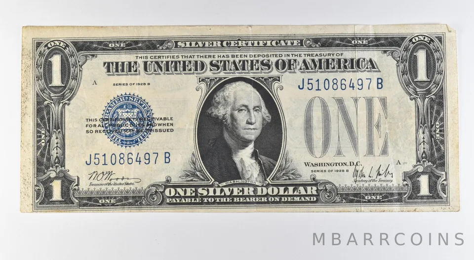 1928 B $1 Silver Certificate Blue Seal *9664