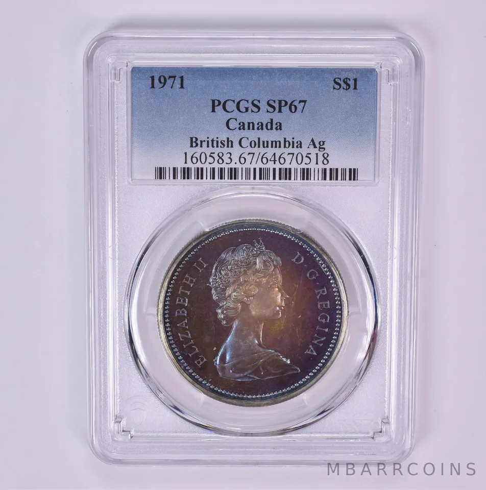 1971 Canada 1 Dollar Silver British Columbia SP67 PCGS Beautiful Tone *1499