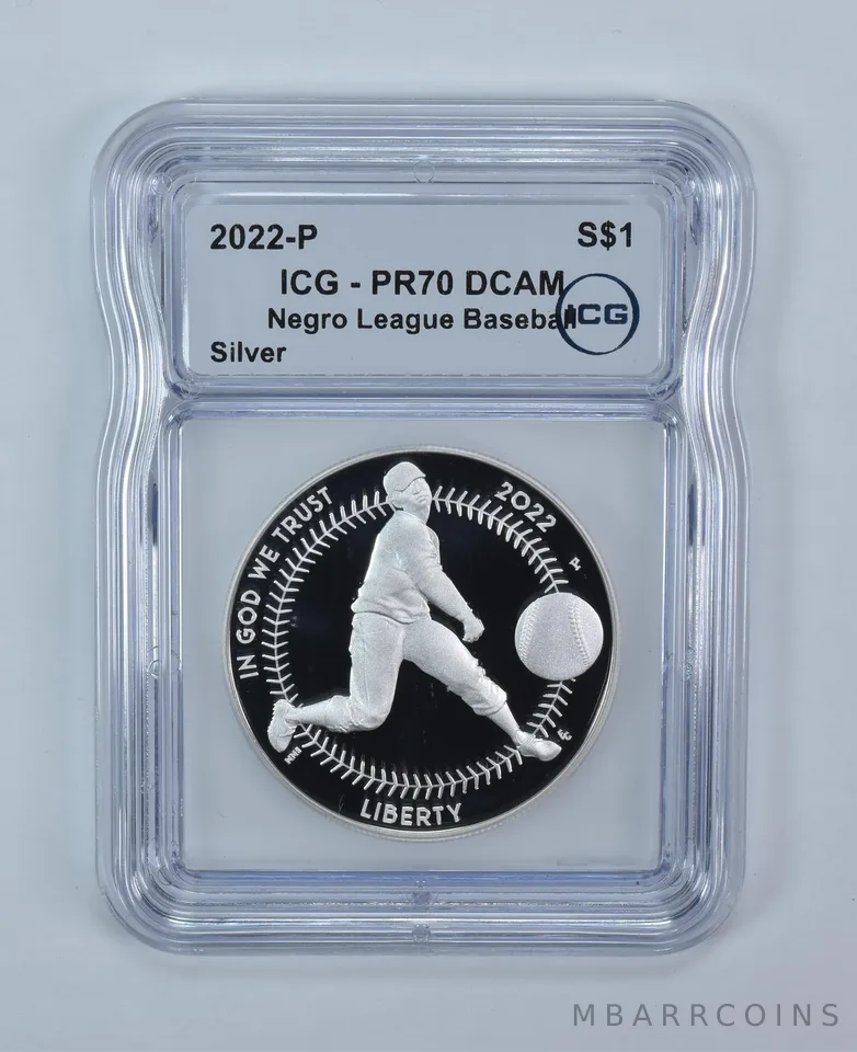 2022-P Negro League Baseball Commemorative Silver Dollar PR70 DCAM ICG