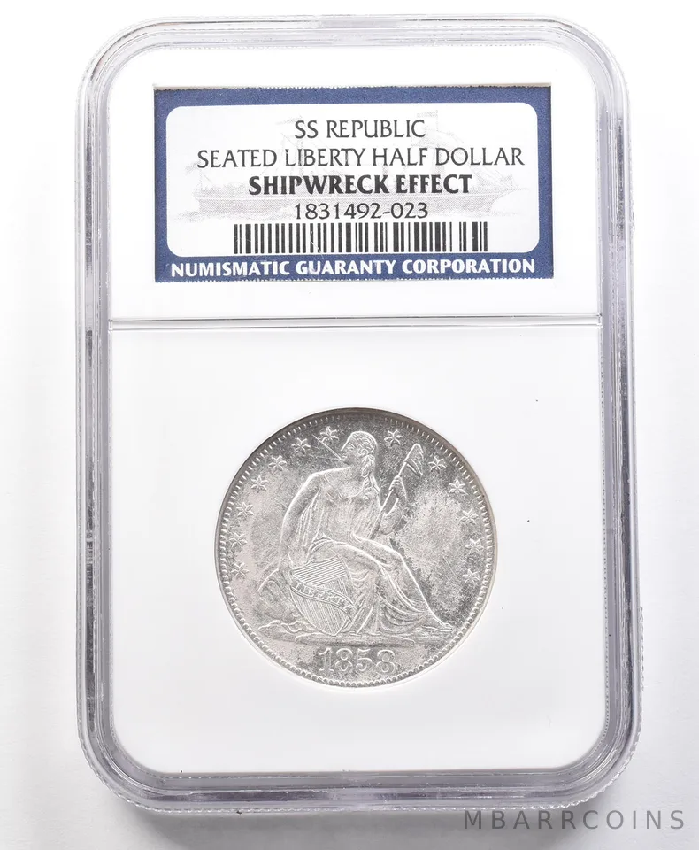 1858-O Seated Liberty Half Dollar SS Republic Shipwreck Effect NGC *4287