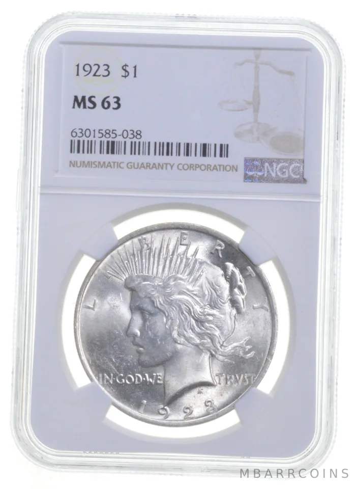 1923 Peace Silver Dollar MS63 NGC Brown Label