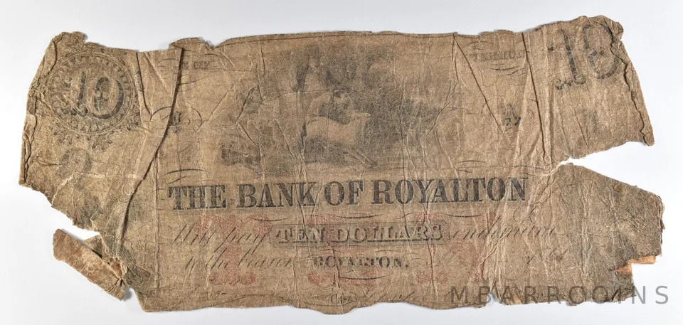 1861 $10 Bank Of Royalton VT Obsolete Note *8662